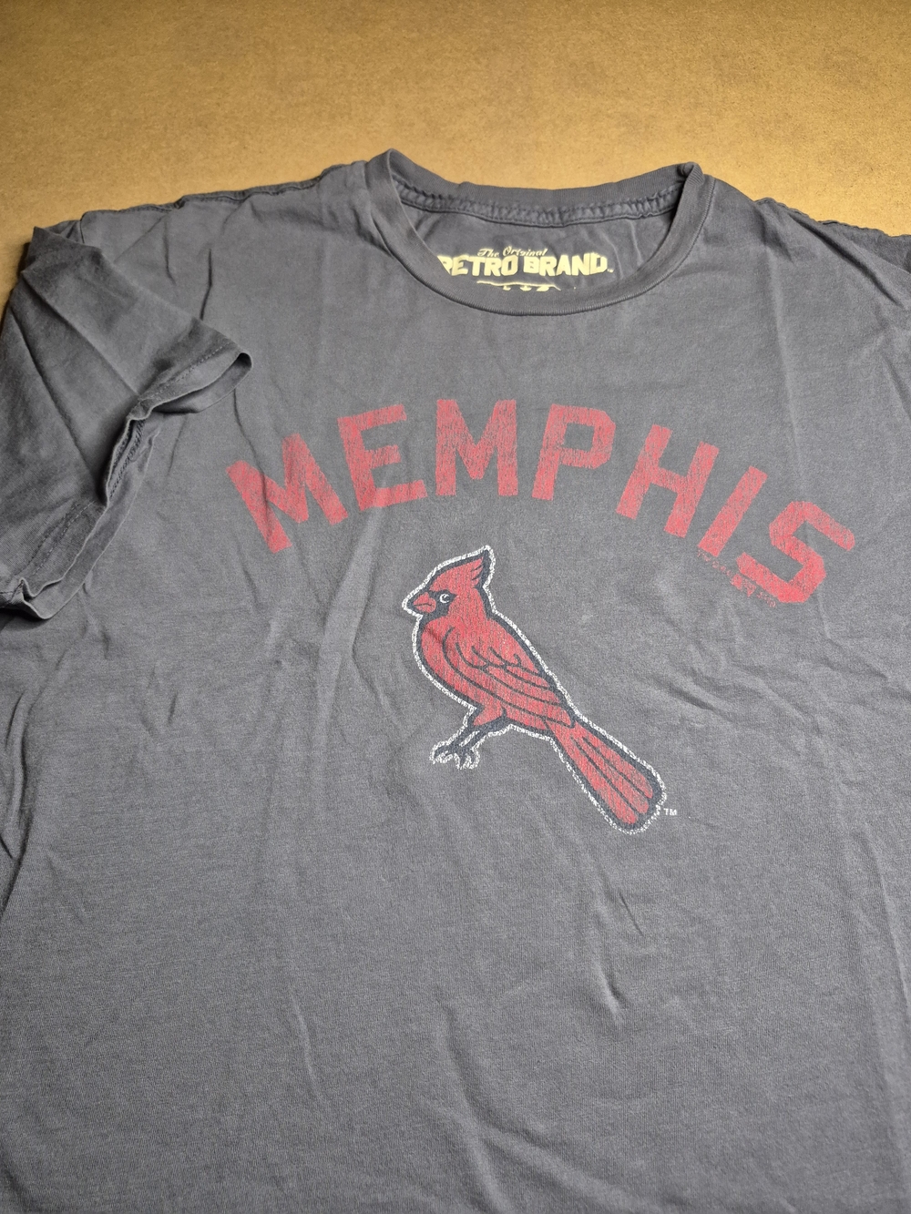 Retro Brand Men's Memphis Cardinal Short Sleeve Tee - Gray & Red 4297/2